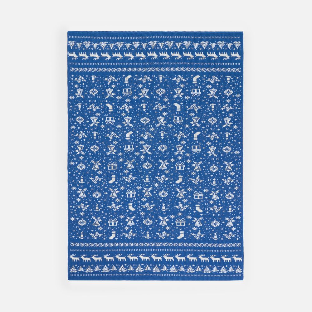 Плед Holidale, синий с молочным-2