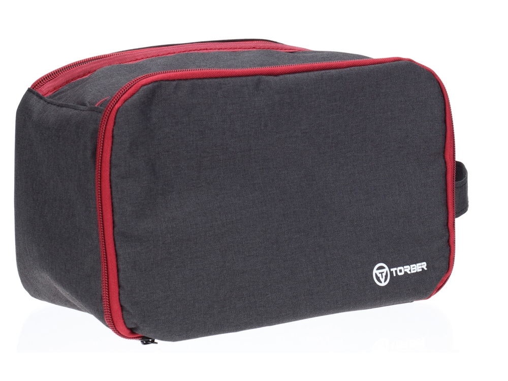 Несессер TORBER, дорожный, чёрный/бордовый, полиэстер 300D, 27 х 17 х 14 см-1