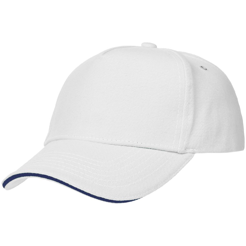 Бейсболка Classic, белая с темно-синим кантом-0