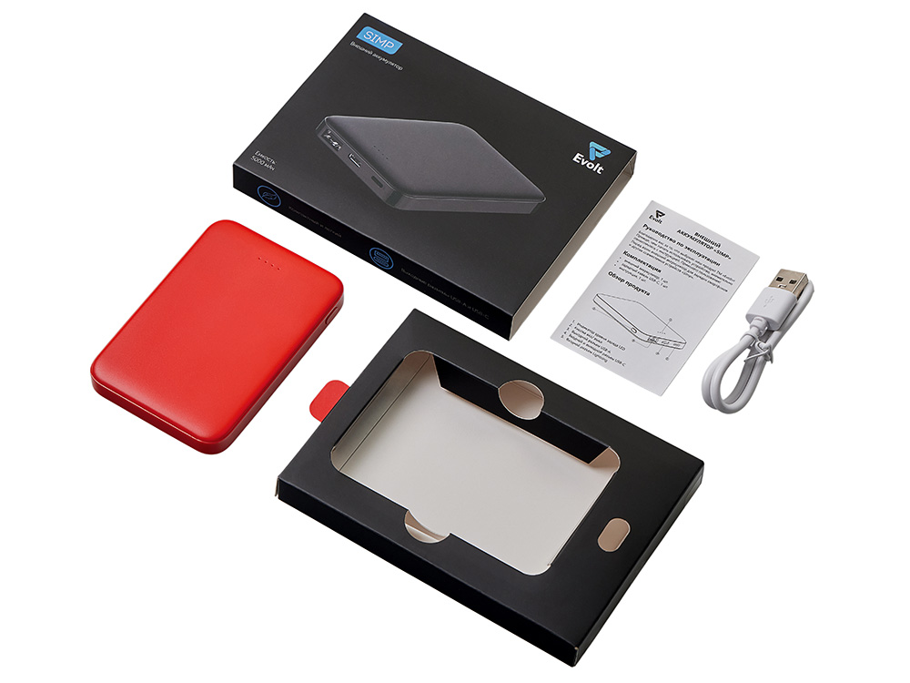 Внешний аккумулятор Simp, 5000 мАч, красный-7