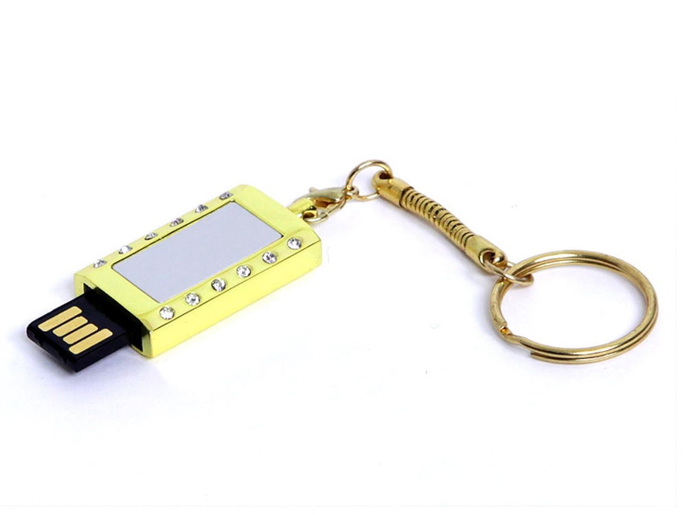 USB-флешка на 8 Гб в виде Кулона с кристаллами, мини чип, золотой-0