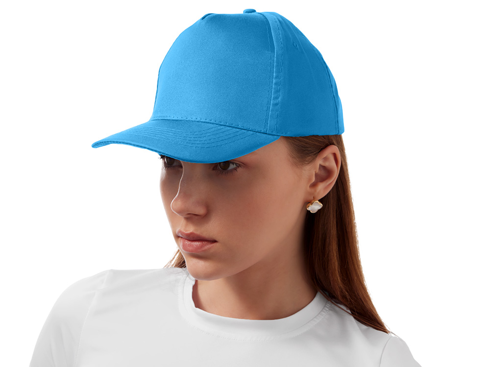 Бейсболка Poly 5-ти панельная 120 гр, голубой-2