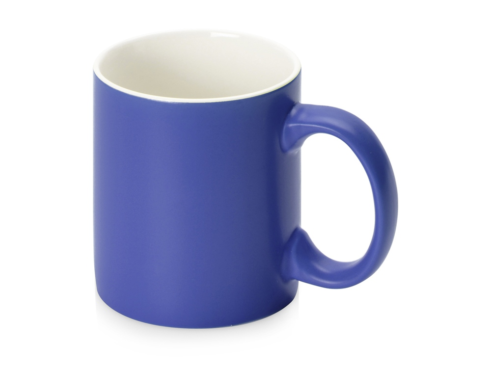 Матовая кружка Марко базовой формы, цветная снаружи, белая внутри, синий-0