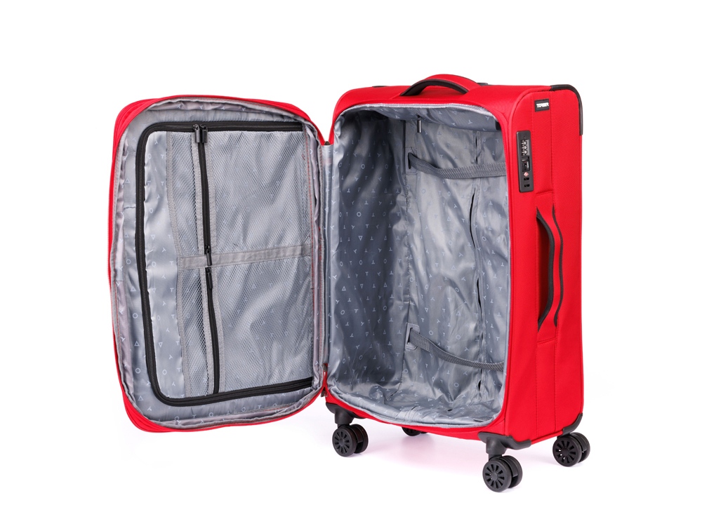 Чемодан TORBER Brosno, красный, нейлон 600D, 43,5 х 19 х 68 см, 56 л-3