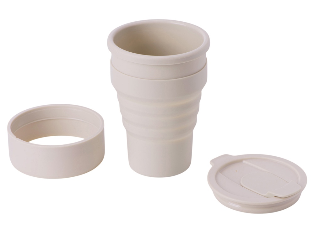 Силиконовый складной стакан GoCup, бежевый-2