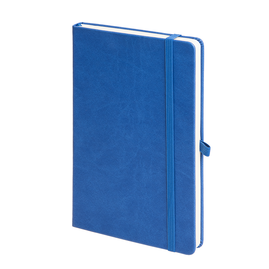 Бизнес-блокнот "Justy", 130*210 мм, синий, твердая обложка,  резинка 7 мм, блок-линейка, синий-0