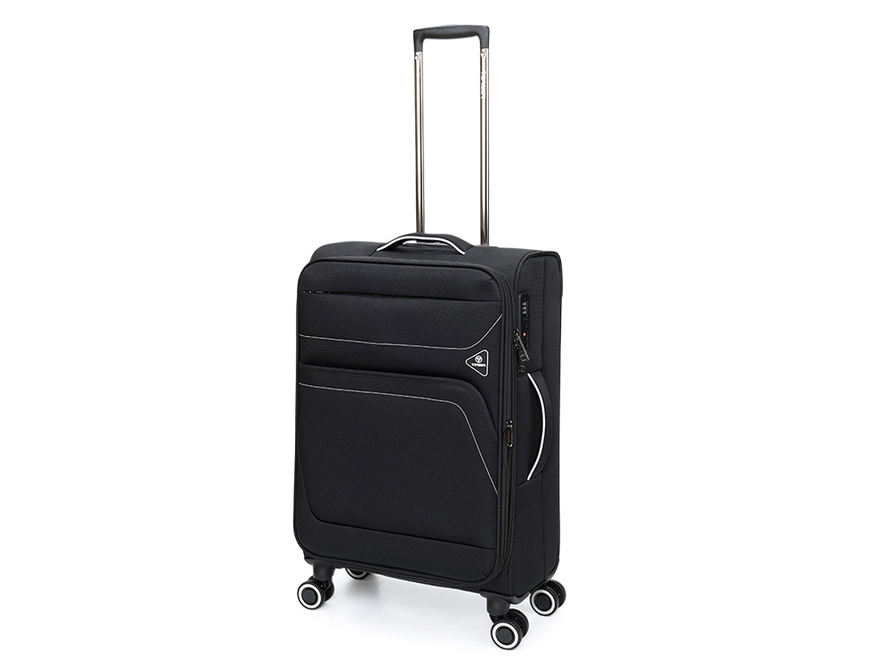 Чемодан TORBER НЕРО, чёрный, переработанный ПЭТ, 44 х 25 х 67 см, 63 л-0