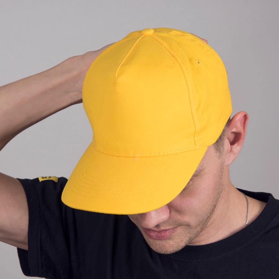 Бейсболка OPTIMA S, 5 клиньев, металлическая застежка, желтый-2