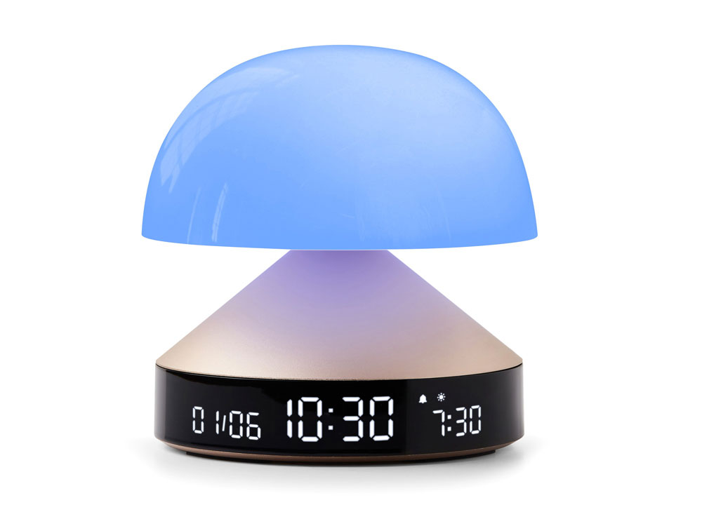 Светильник с часами и световым будильником Mina Sunrise, золотистый-5