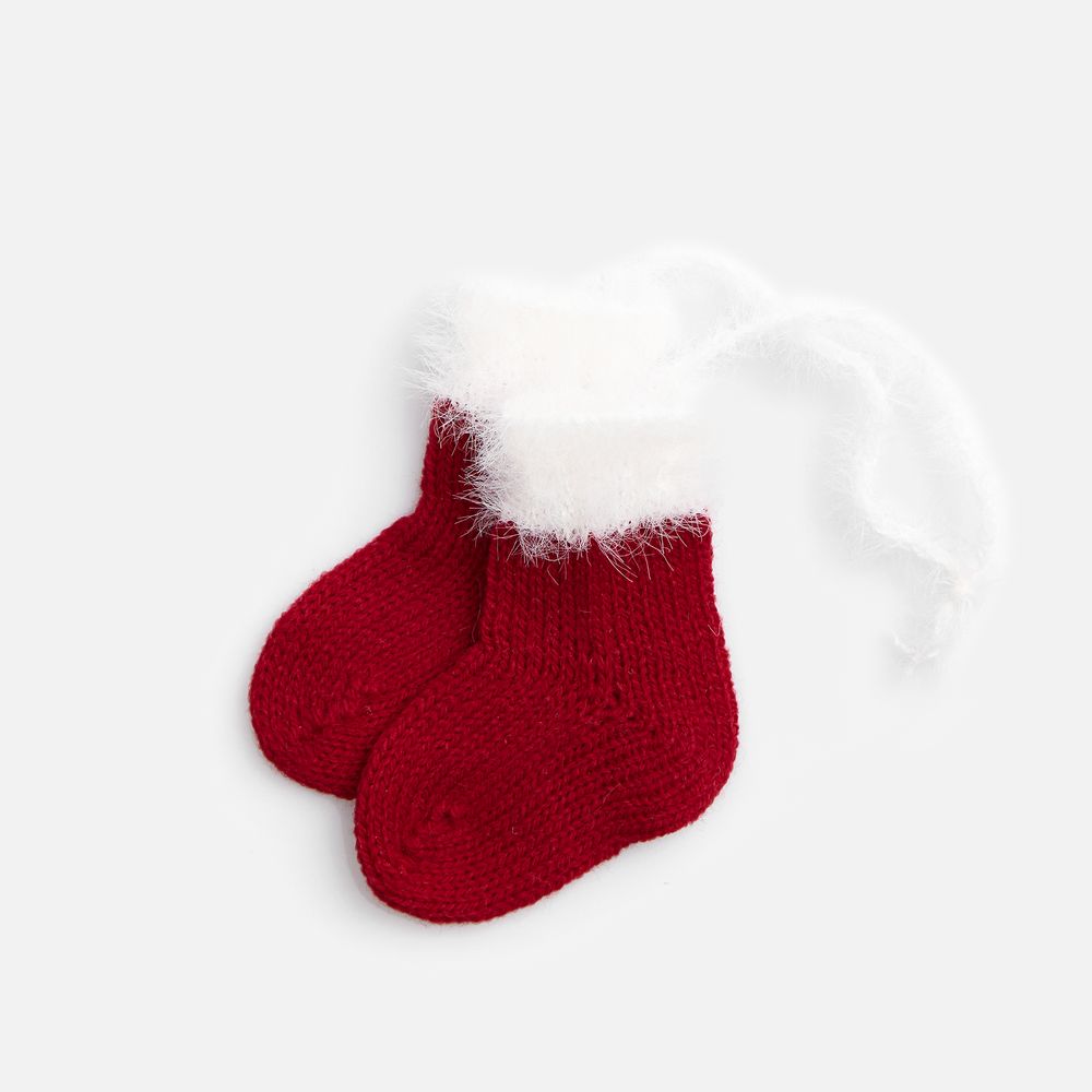 Подвеска на елку «Вьюжка», носочки, красная-1