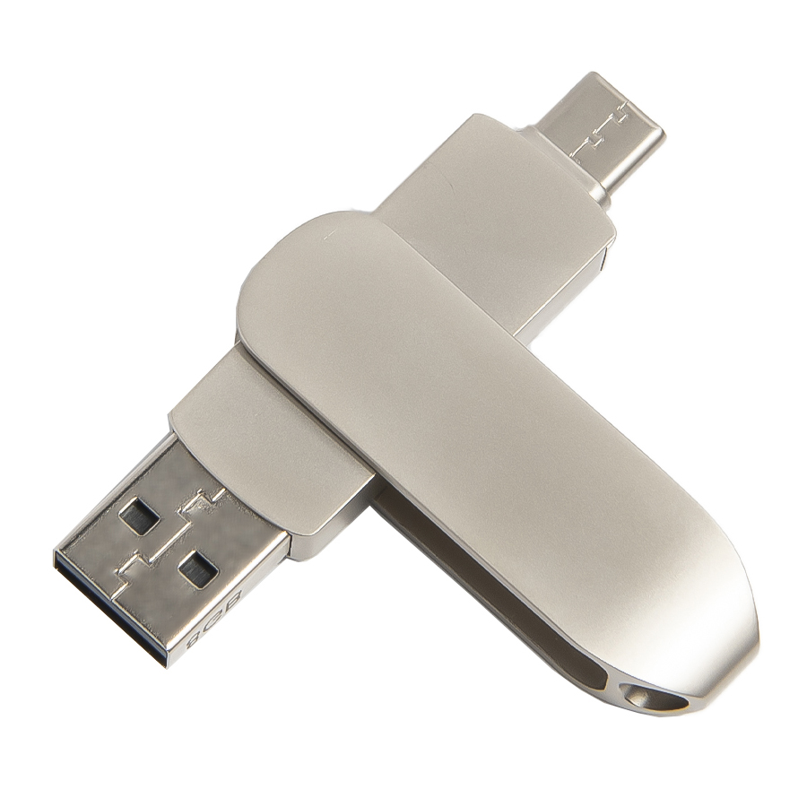 USB flash-карта CIRCLE OTG Type-C (8Гб), серебристая, 6,5х1,5х0,82 см, металл, серебристый-0