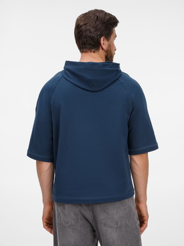 Футболка оверсайз унисекс с капюшоном Neofit, темно-синяя-7