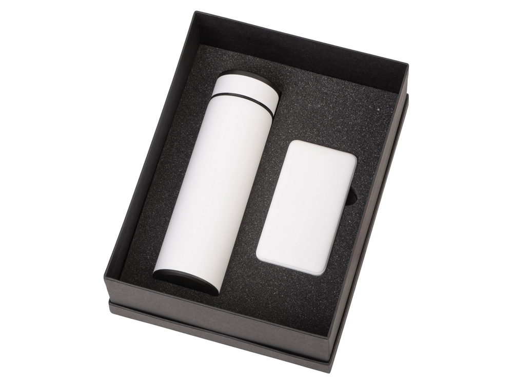 Подарочный набор с термосом и повербанком С1, белый-1