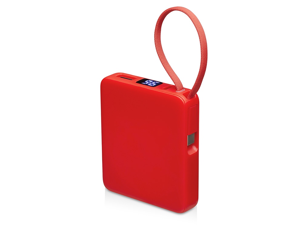 Внешний аккумулятор со встроенным кабелем USB-C Дэнси, 5000 мАч, красный-0