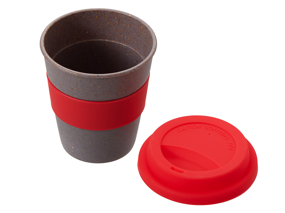 Стакан с силиконовой крышкой Cafe, красный-1