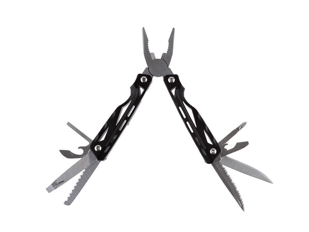 Мультитул Stinger, 104x43 мм, 13 функций, сталь/алюминий, чёрно-серебристый, в нейлоновом чехле-2