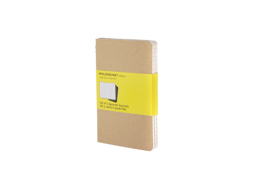 Записная книжка Moleskine Cahier (в клетку, 3 шт.), Pocket (9х14см), бежевый-0