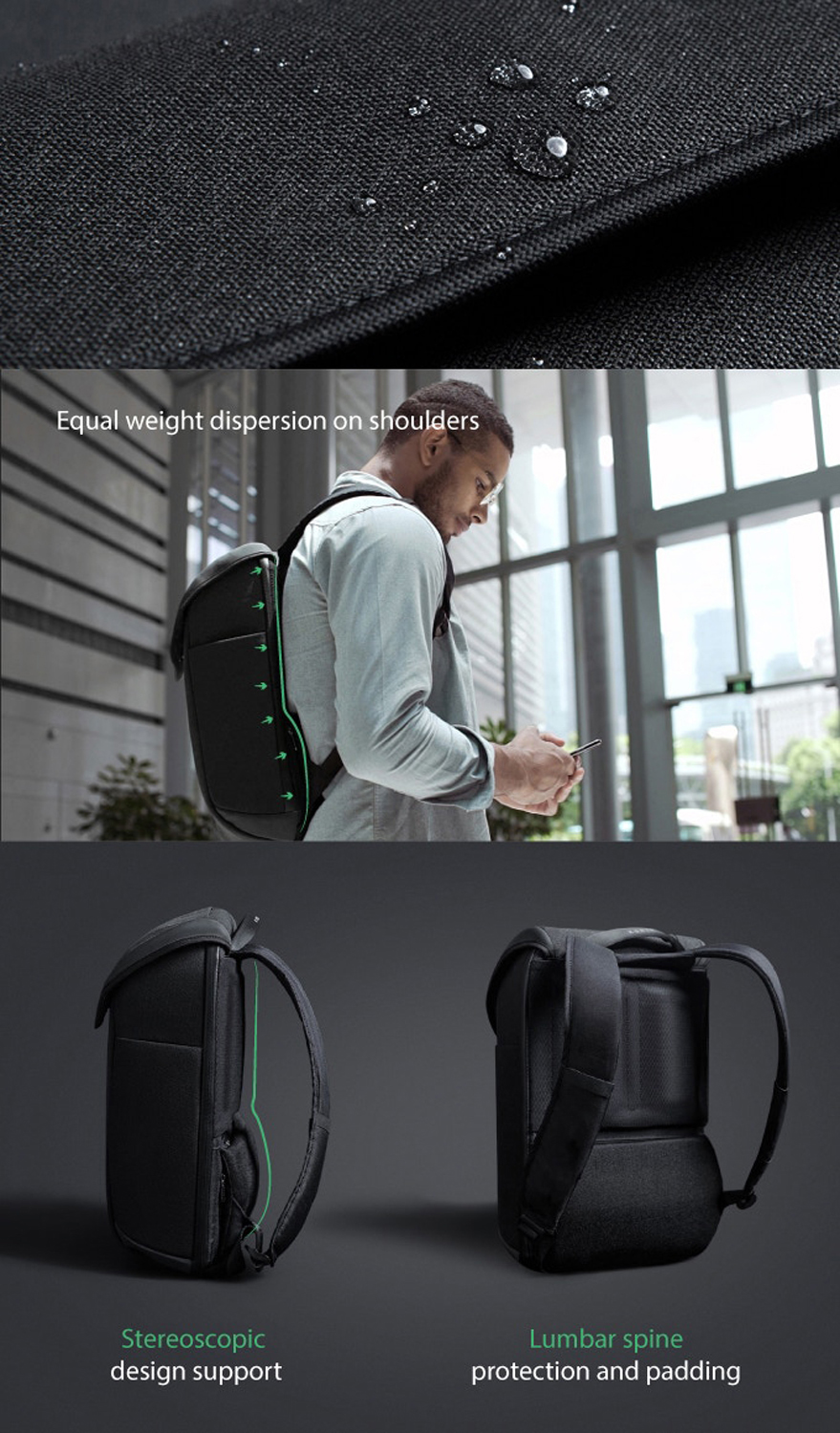 Рюкзак KORIN ClickPack X 45х32х15,5 см, с клапаном, черный-29