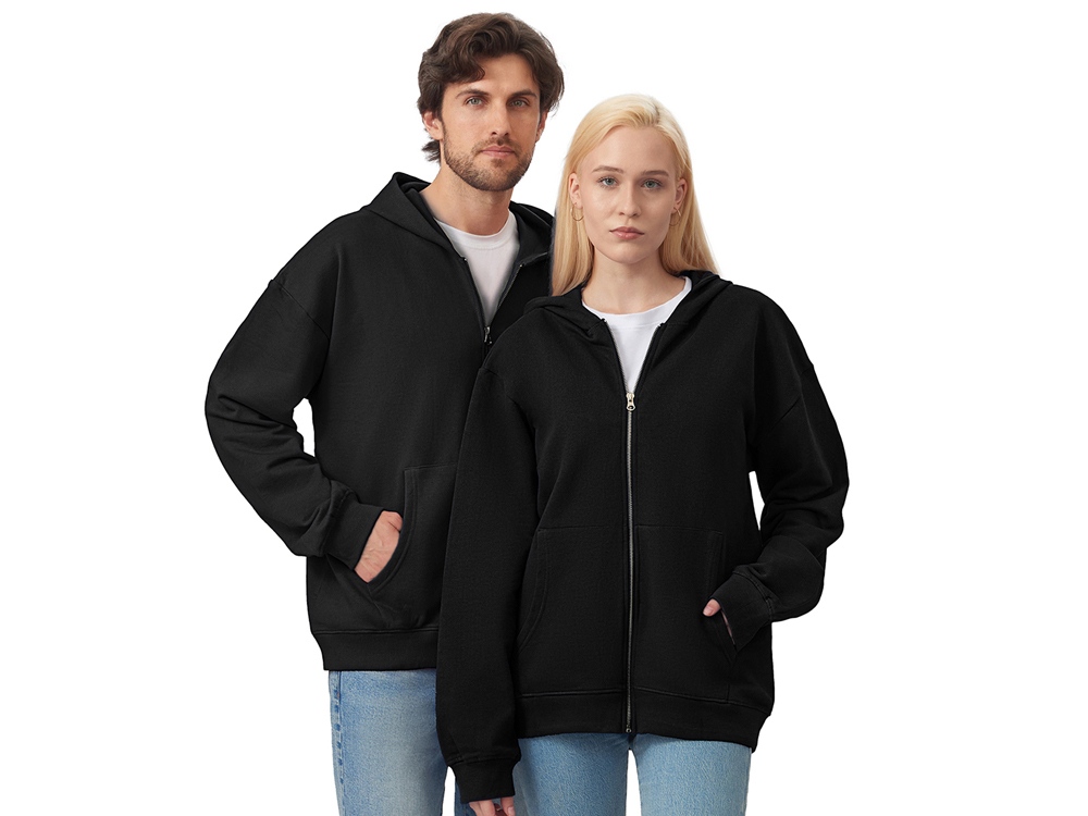 Толстовка оверсайз с капюшоном на молнии Monaco, черный-0