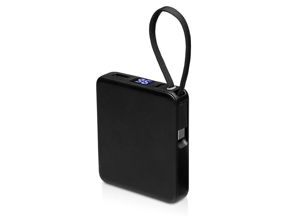 Внешний аккумулятор со встроенным кабелем USB-C Дэнси, 5000 мАч, черный-0