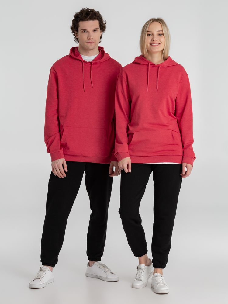 Толстовка с капюшоном унисекс Hoodie, красный меланж-10