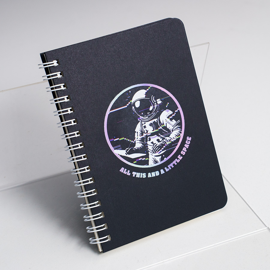 Блокнот на двойной пружине HELIX MINI, 105 х 150  мм, черный с белым, блок в клетку, черный, белый-8