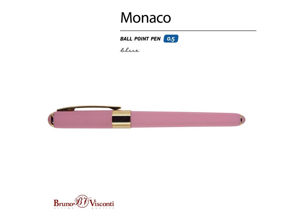 Ручка пластиковая шариковая Monaco, 0,5мм, синие чернила, розовый-1