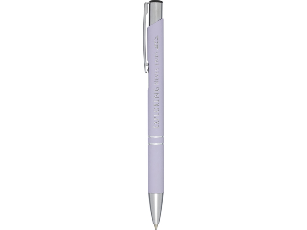 Шариковая кнопочная ручка Moneta с матовым антискользящим покрытием, лиловый-2