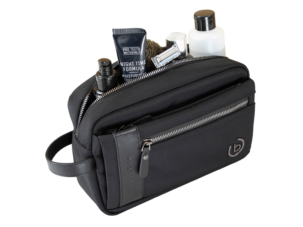 Несессер мужской BUGATTI Nero, чёрный, нейлон 1680D/кожа, 24х7,5х16 см-3