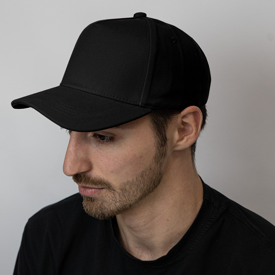 Бейсболка BOSTON, 5 клиньев, металлическая застежка, черный-1