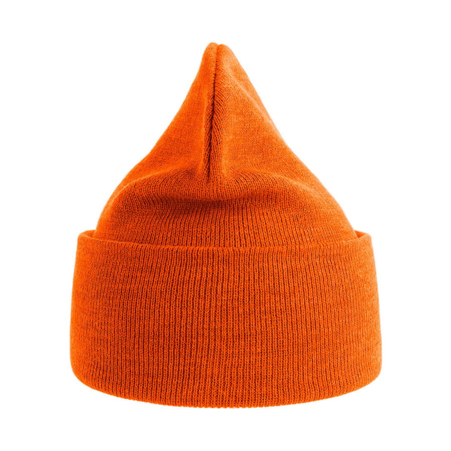 Шапка вязаная PURE  с отворотом из пряжи Polylana®, оранжевый-1