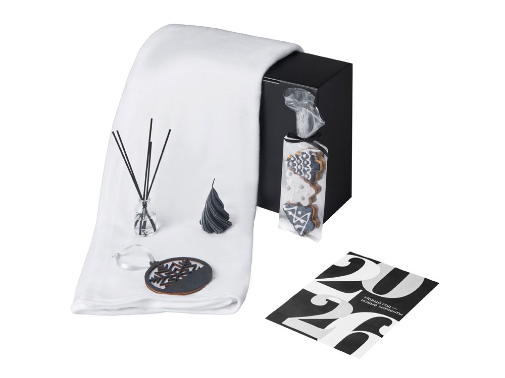 Подарочный набор с пледом, свечой и диффузором, белый-1