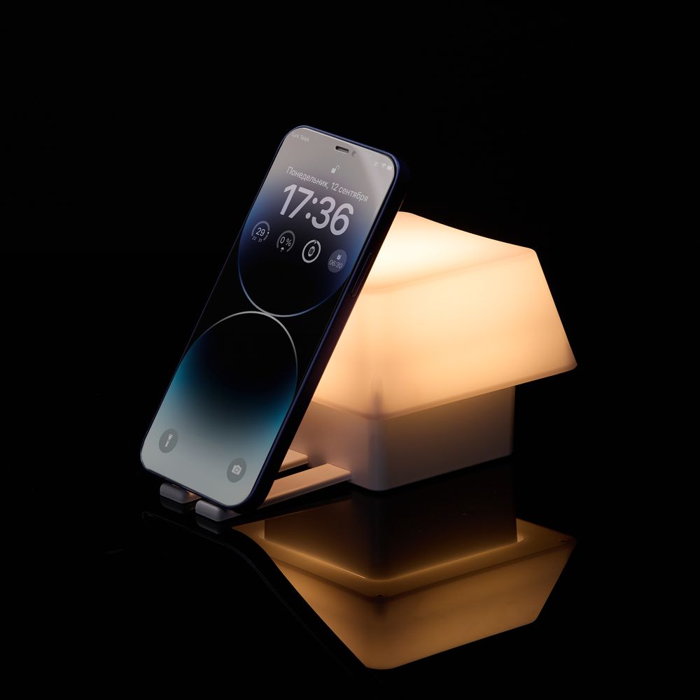 Светильник с подставкой для смартфона Knoppi, белый-0