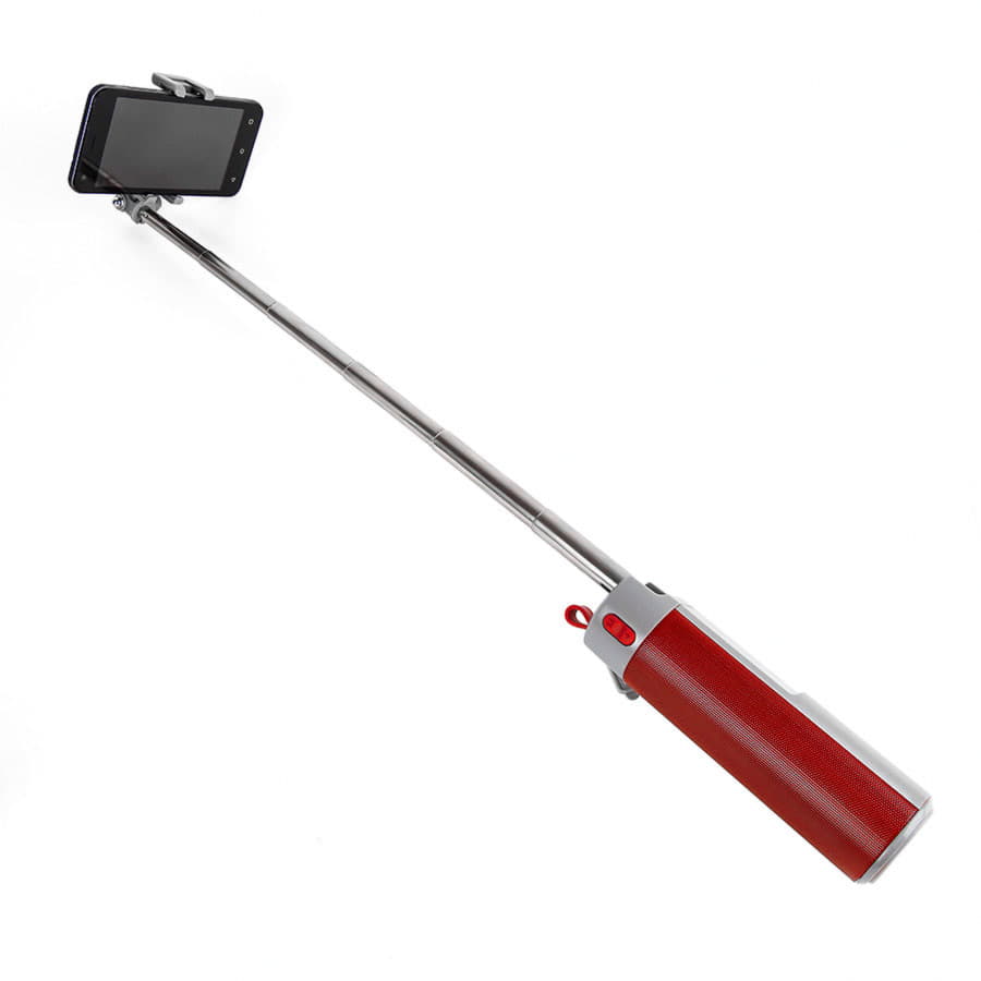 Bluetooth колонка TURBO TUBE с зарядным устройством (2000mAh) и моноподом , красный, серый-10