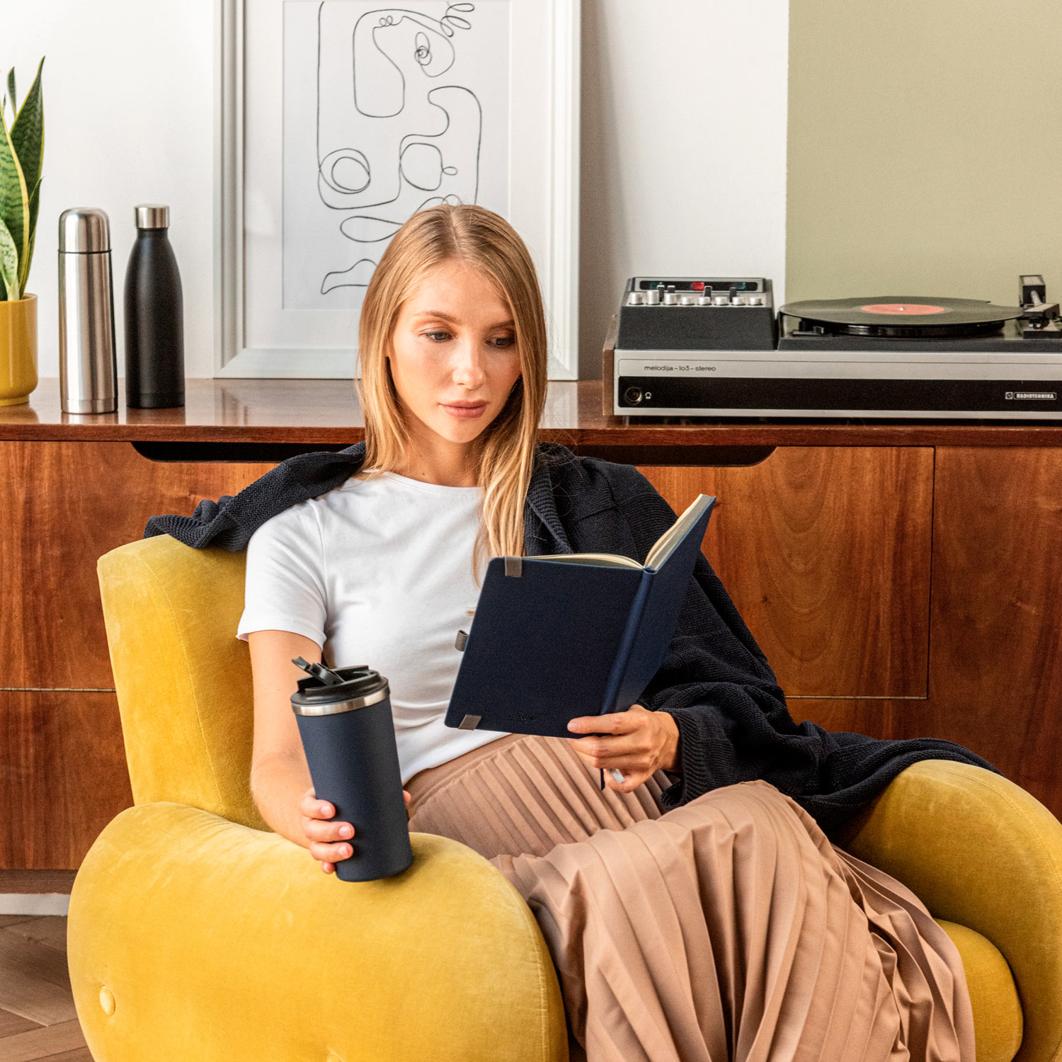 Плед Cella вязаный, синий (без подарочной коробки)-6