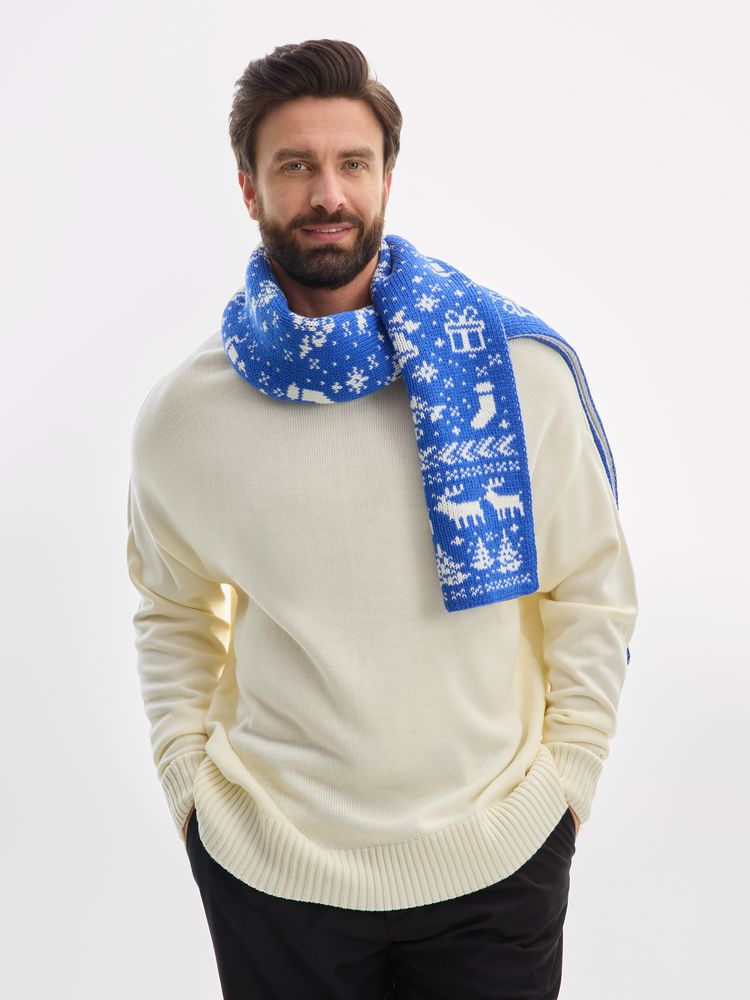 Шарф Holidale, синий с молочным-3