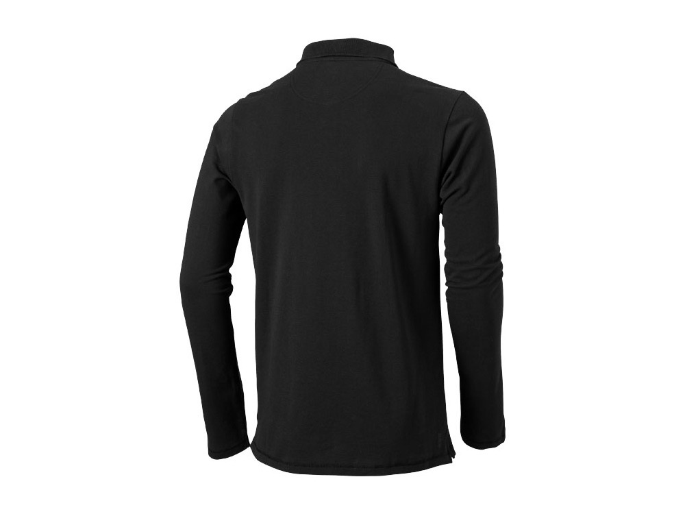 Рубашка поло Oakville мужская с длинным рукавом, черный-1