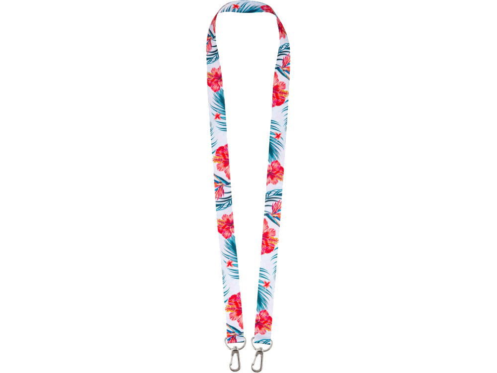 Ланъярд 2 см под сублимацию с 2-мя карабинами, серебристый-2