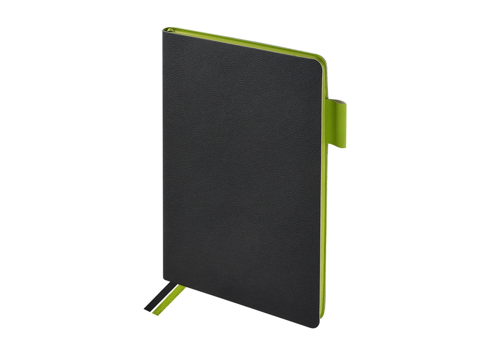 Блокнот А5 Boston, черный с салатовым срезом-1