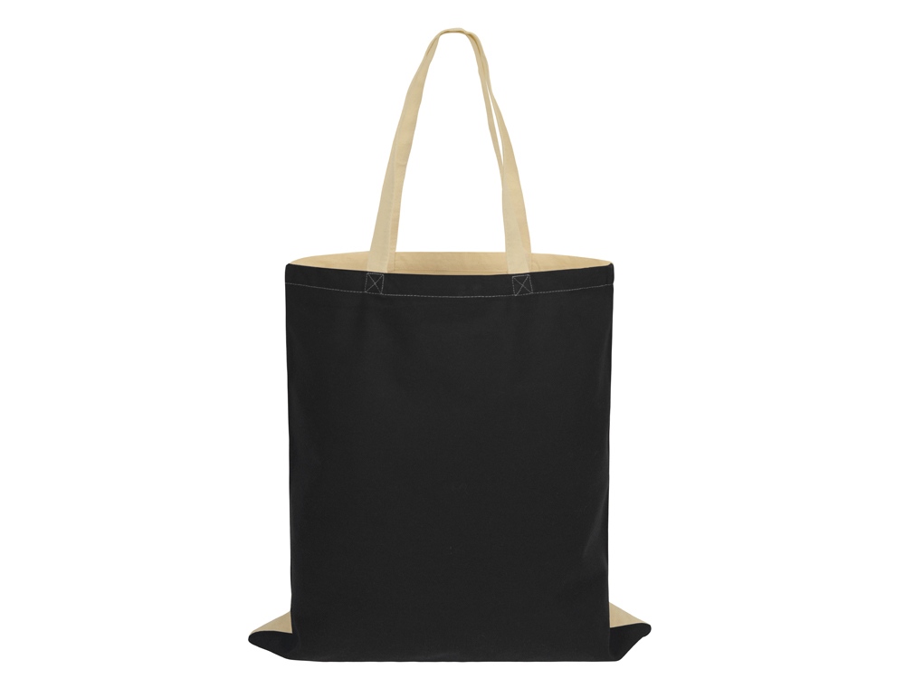 Сумка для шопинга Twin двухцветная из хлопка, 180 г/м2, черный/натуальный-3