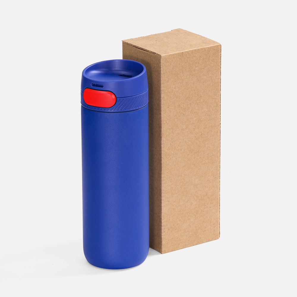 Термостакан X1 с цветной кнопкой, синий с красным-2