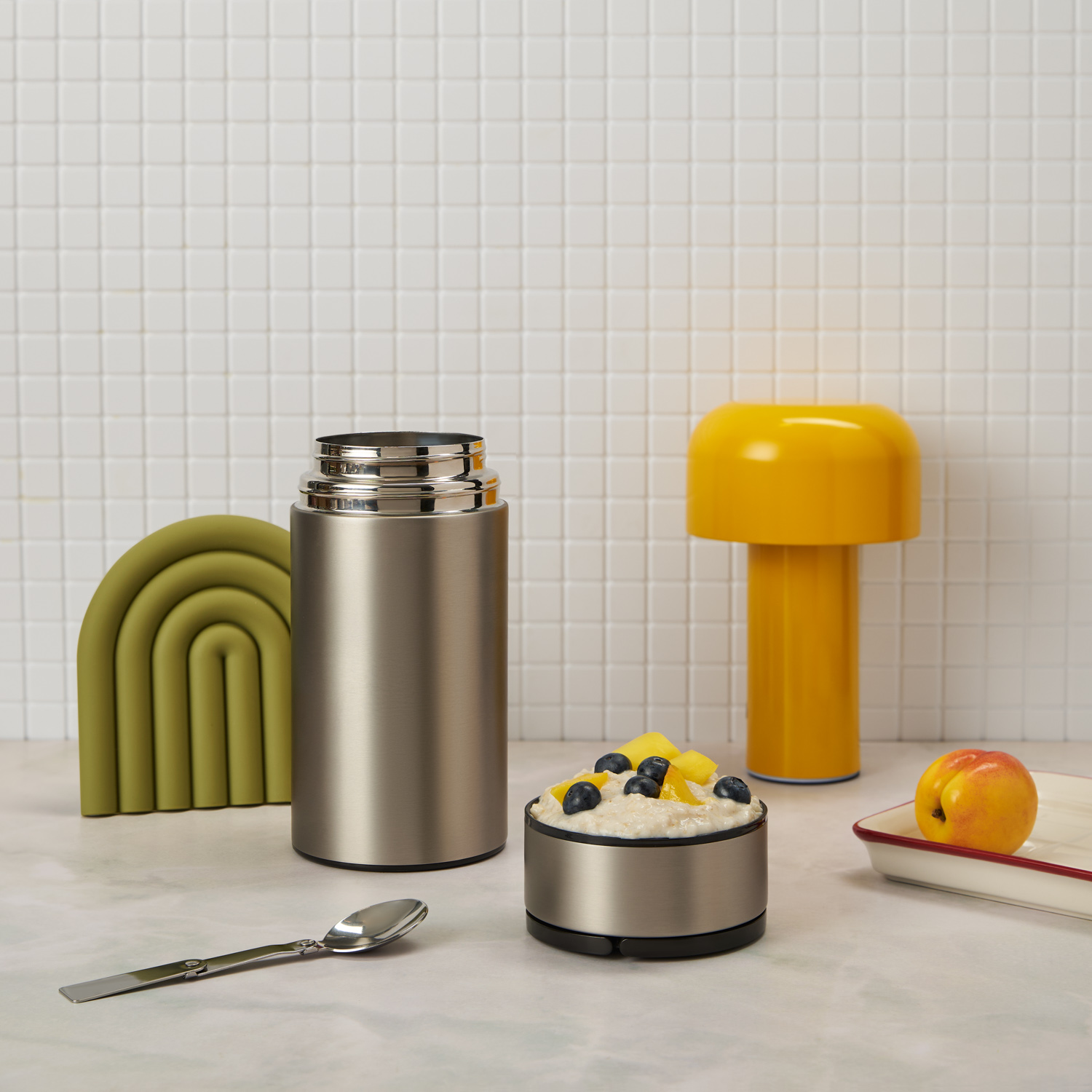 Термос для еды Bento, серебряный-14