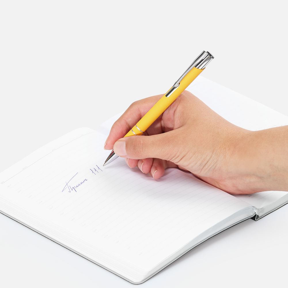 Ручка шариковая Keskus Soft Touch, желтая-2