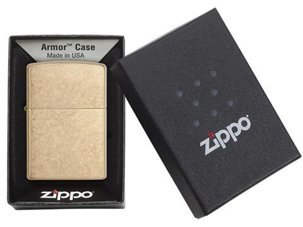 Зажигалка ZIPPO Armor™с покрытием Tumbled Brass, латунь/сталь, золотистая, матовая, 38x13x57 мм-4