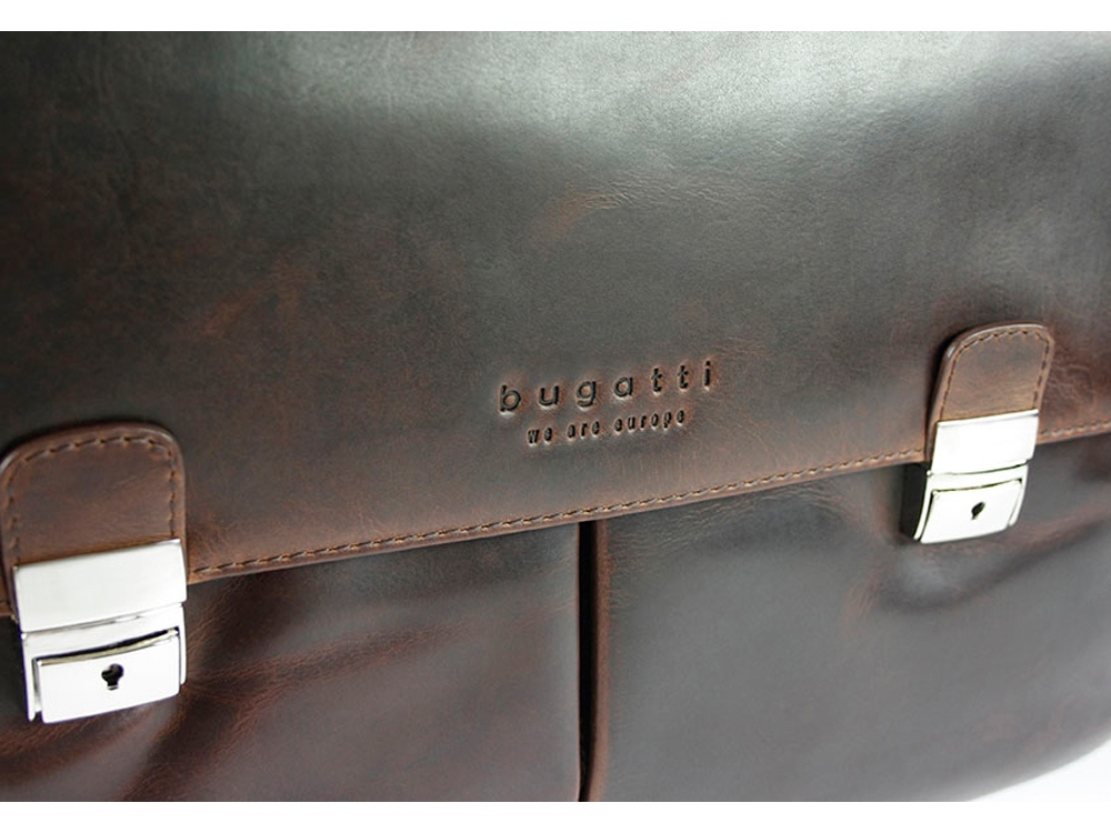 Портфель BUGATTI РОМАНО | ROMANO 15'', коричневый, натуральная воловья кожа, 43х13х32 см-3