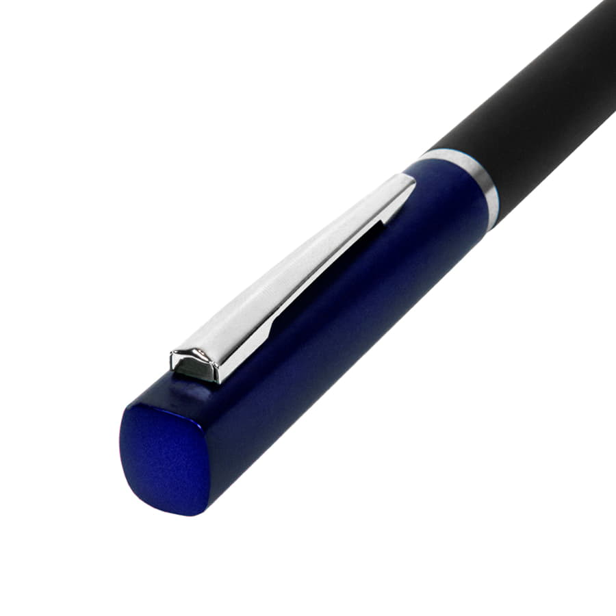 Ручка шариковая M1, пластик, металл, покрытие soft touch, черный, синий-1