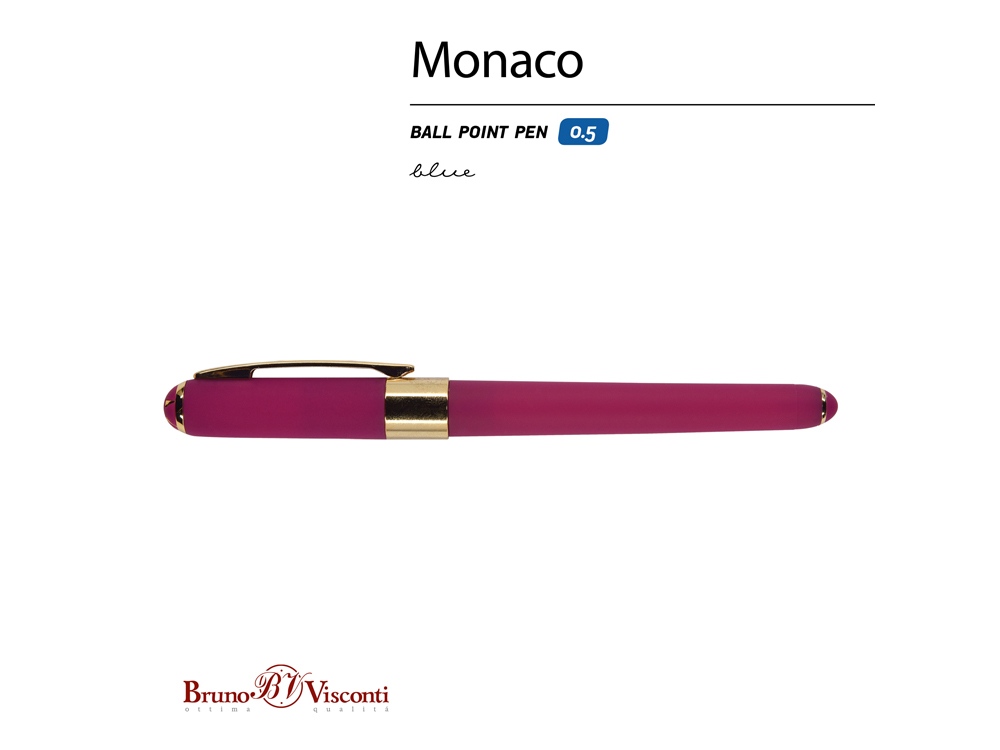 Ручка пластиковая шариковая Monaco, 0,5мм, синие чернила, пурпурный-1