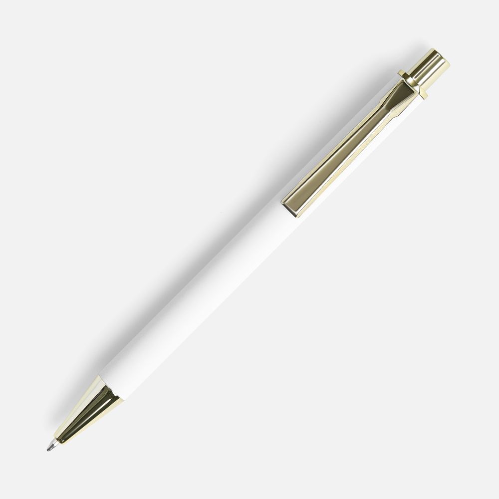 Ручка шариковая Lobby Soft Touch Gold, белая-1