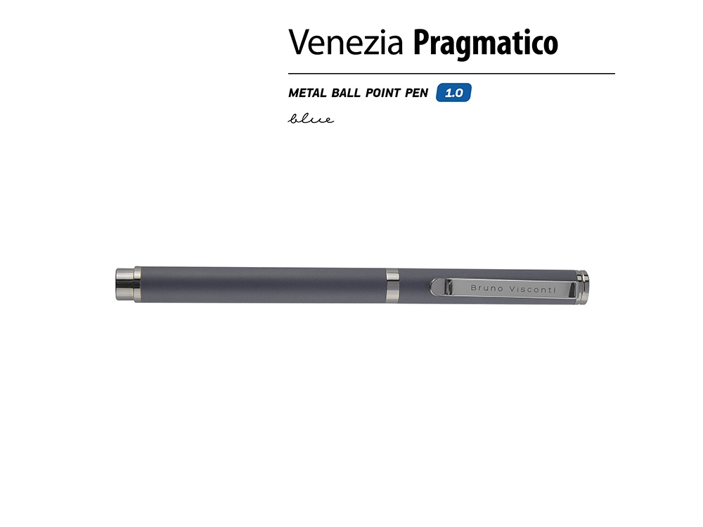 Ручка металлическая шариковая Venezia Pragmatico софт-тач, серый-1