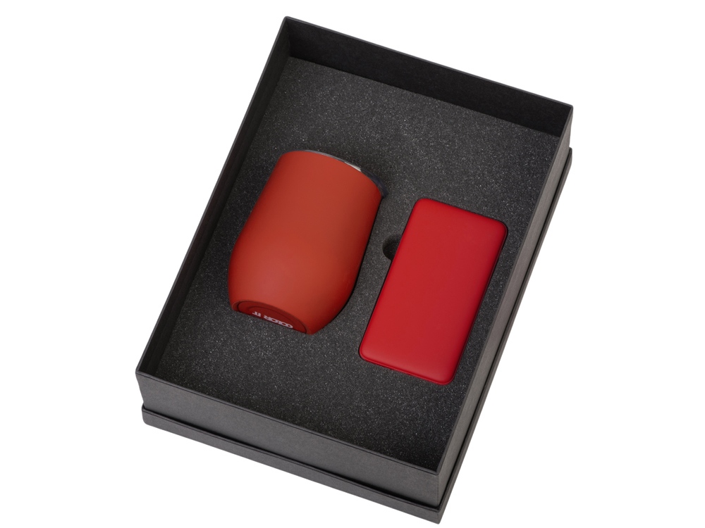 Подарочный набор с термокружкой и повербанком С2, 10000 mAh, красный-1